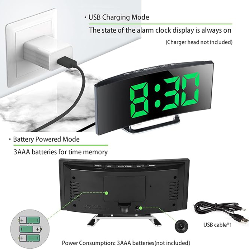 Cyfrowy budzik LED z zakrzywio – Electronic Gadgets For Home recenzja i cena